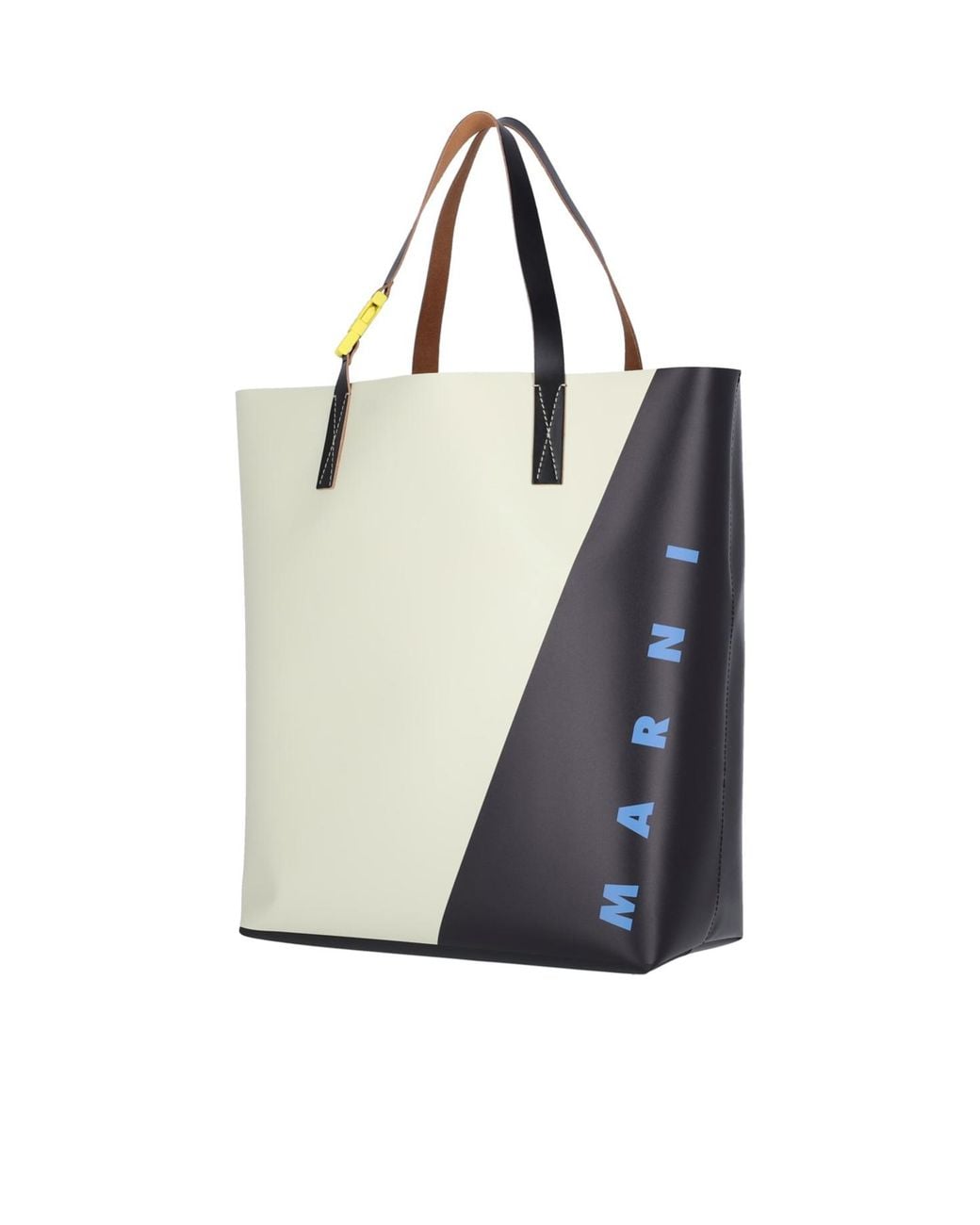 Marni White Logo Printed Two-Toned Tote Bag for men