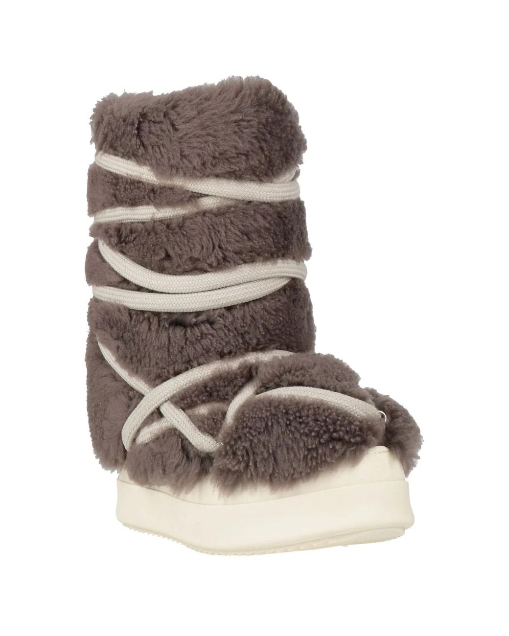 Rick Owens Gray Fleece-Lined Thick-Soled Boots