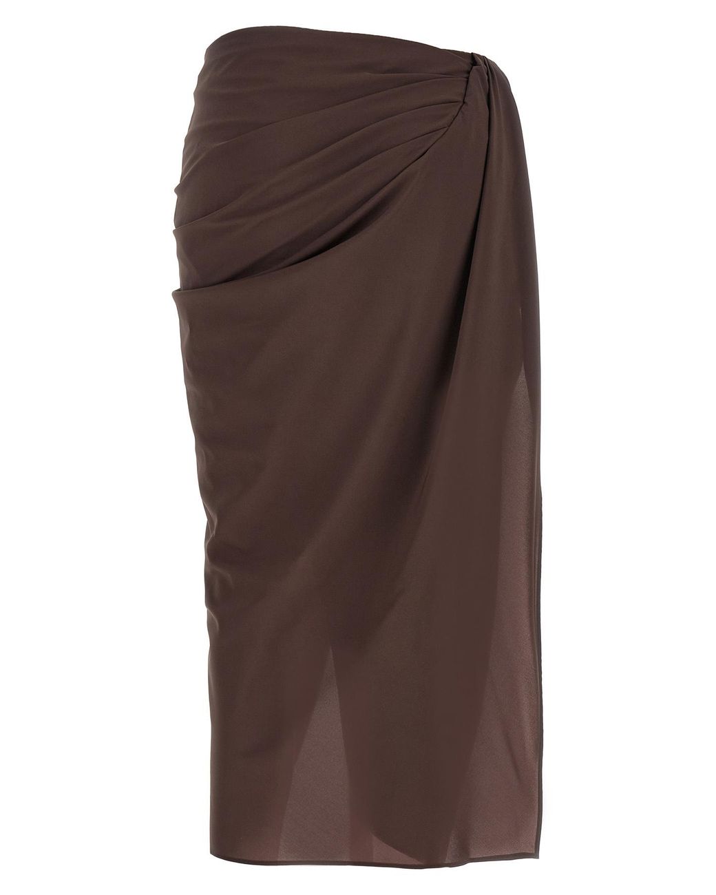 Jacquemus Brown The Paréo Draped Asymmetric Hem Skirt