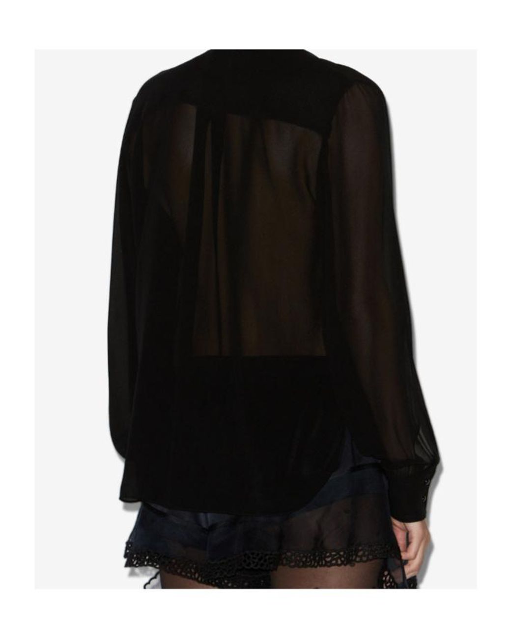 Isabel Marant Black Elaura Satin Pussy Bow Blouse