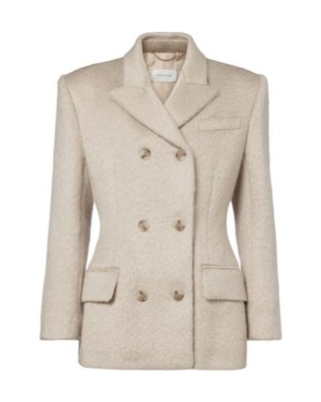 Magda Butrym Natural Double-Breasted Wool-Blend Blazer