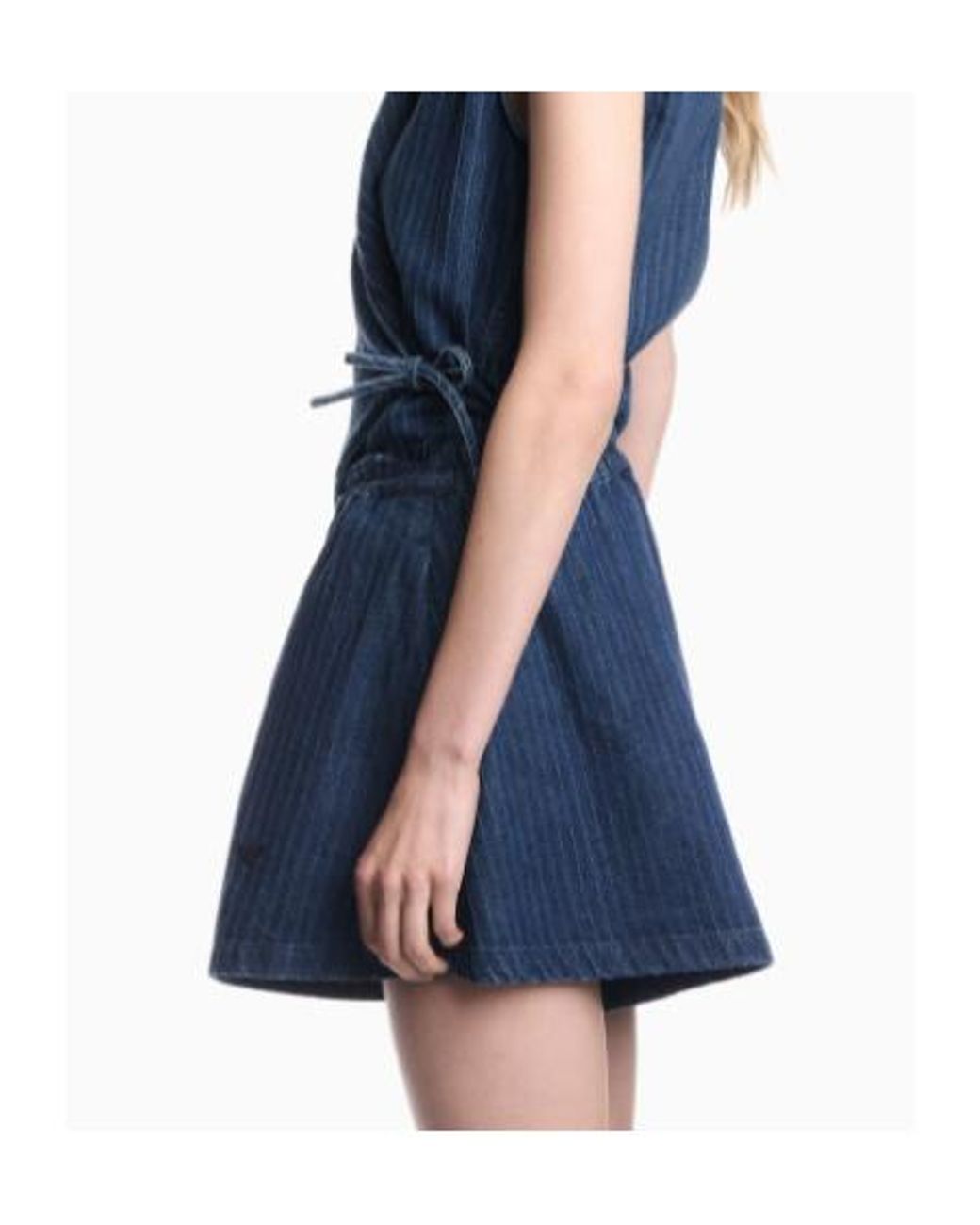 Emporio Armani Blue Pinstriped Denim Shorts