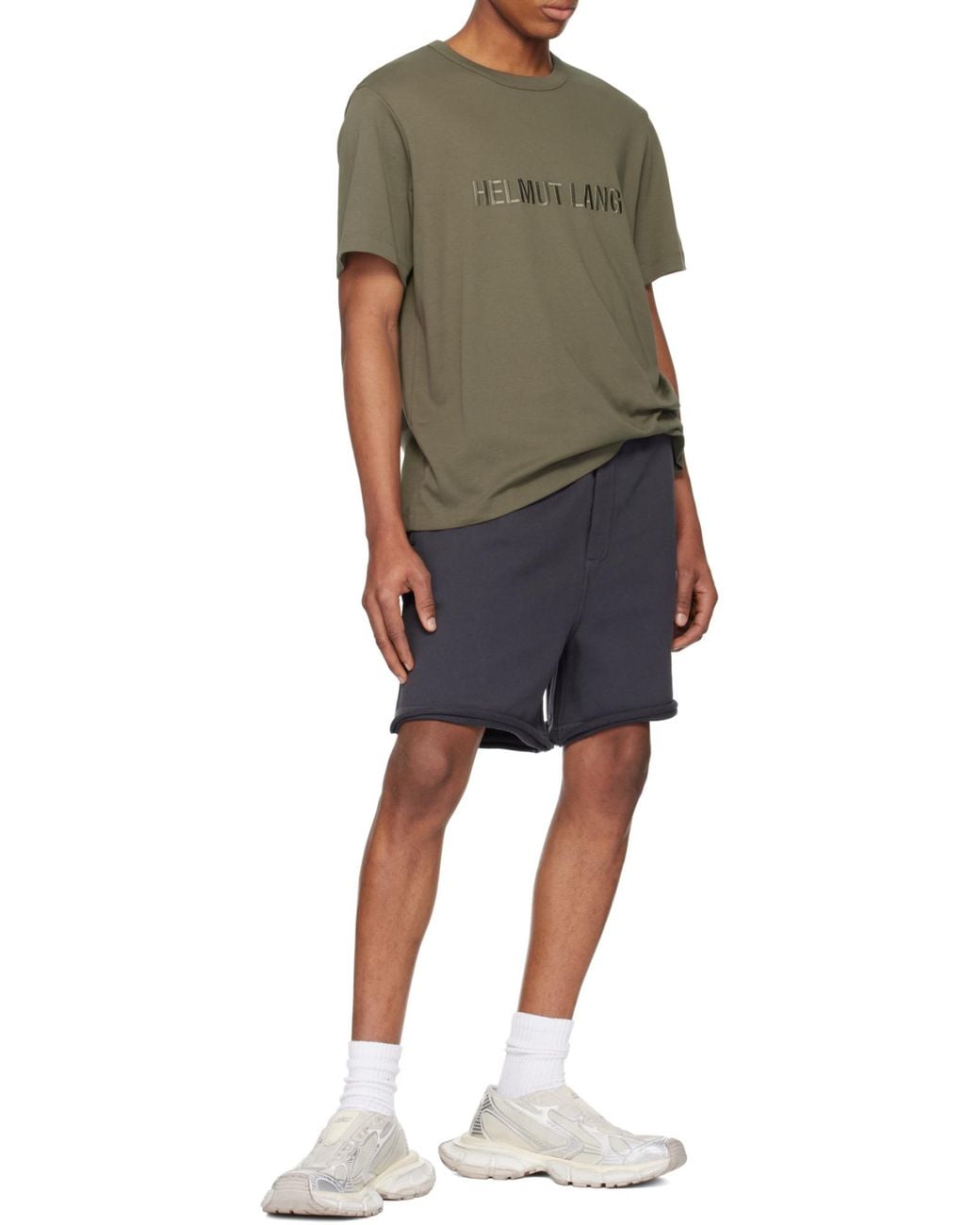 Helmut Lang Brown Embroidered-Logo T-Shirt for men