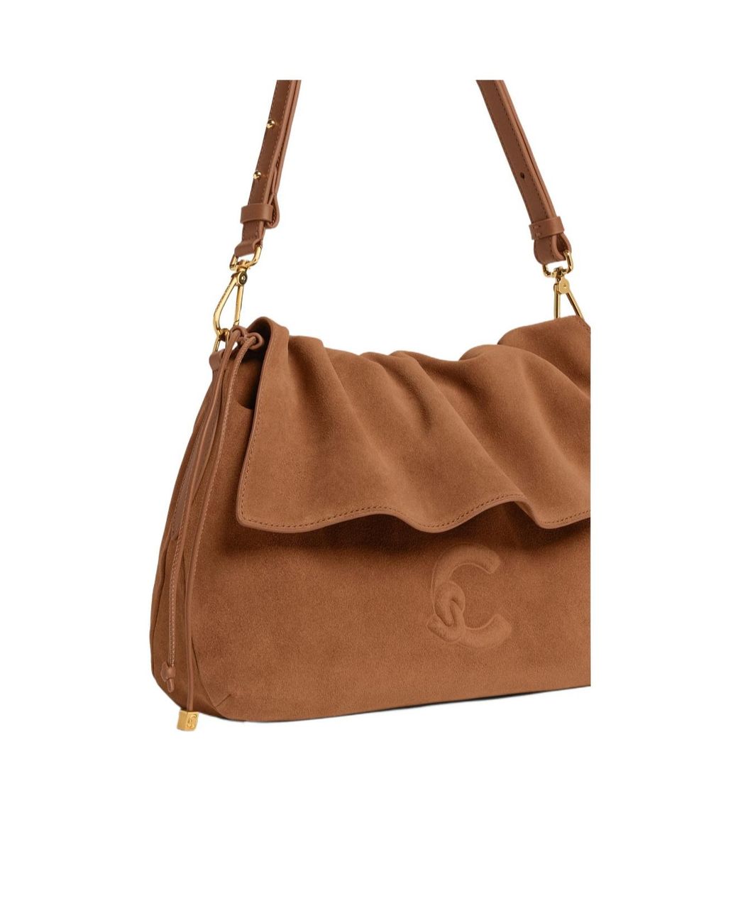 Coccinelle Brown Ruffled Flap Shoulder Bag