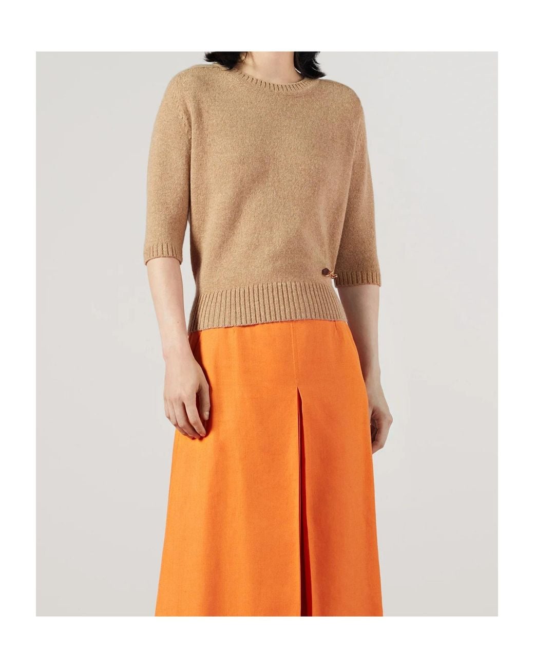 Gucci Natural Cashmere Top With Horsebit