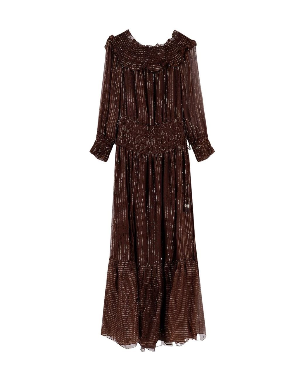 Self-Portrait Brown Georgette Maxi Dress