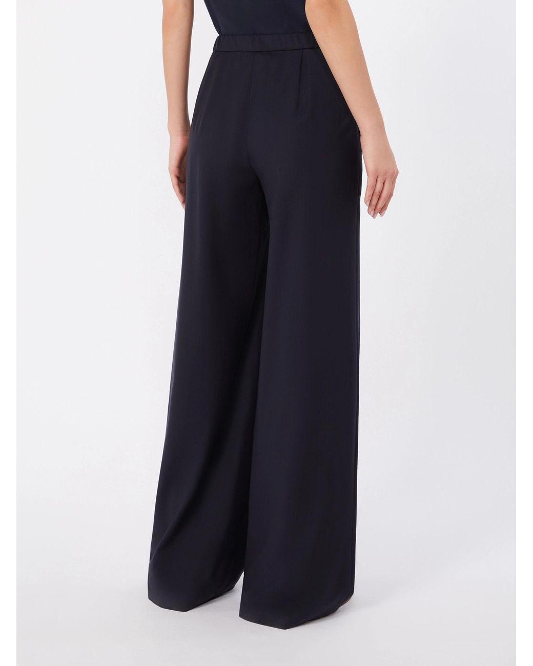 Max Mara Blue Studio Drawstring Wide-Leg Pants