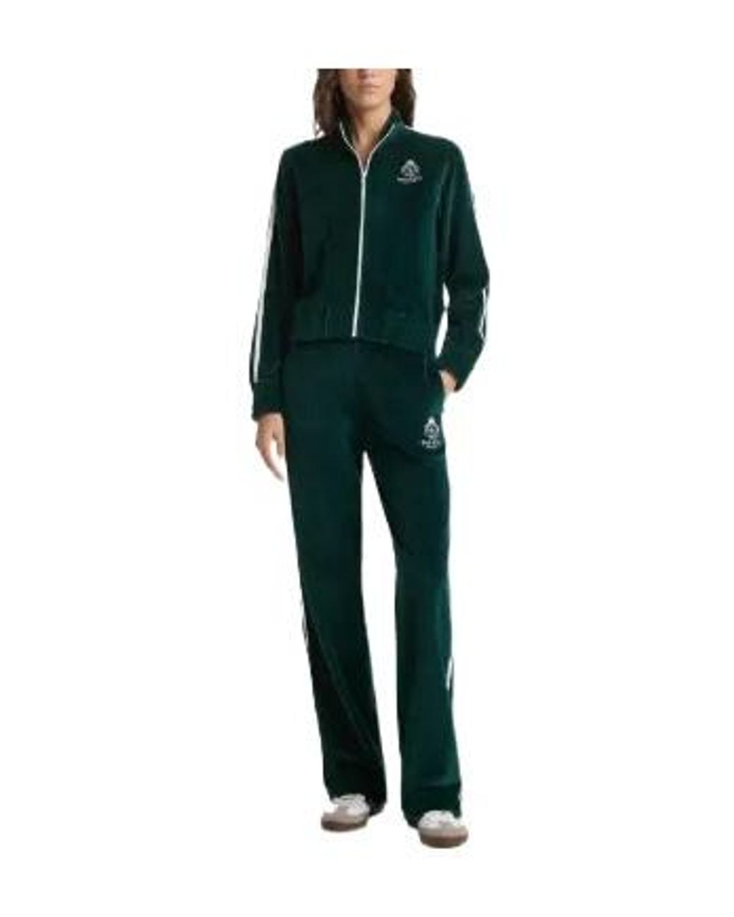 Sporty & Rich Green Zip-Up Striped Sweater