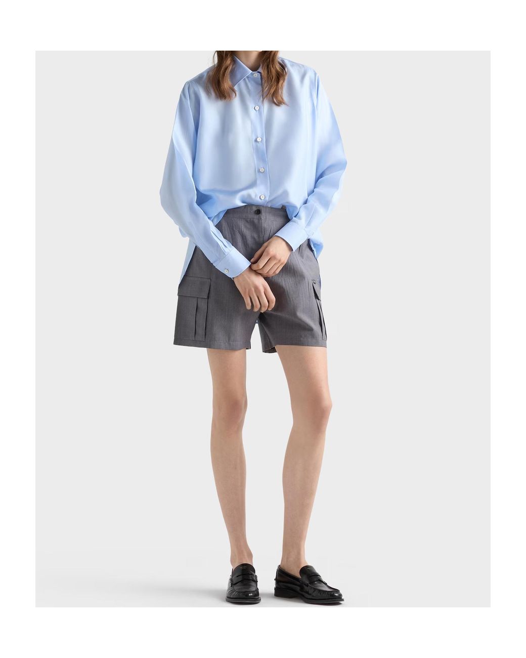 Prada Blue Silk Poplin Shirt
