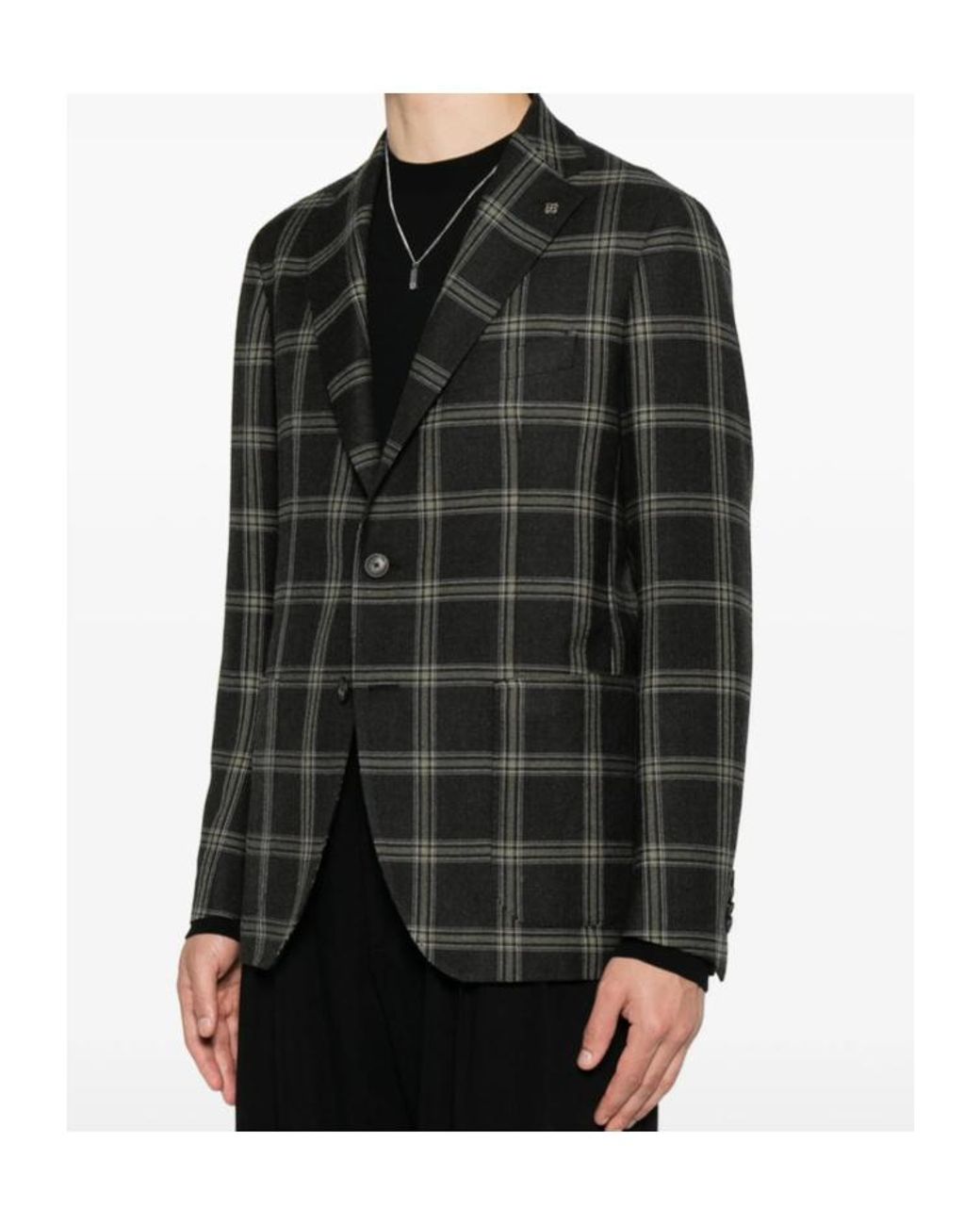 Tagliatore Gray Long-Sleeved Plaid Suit Jacket for men