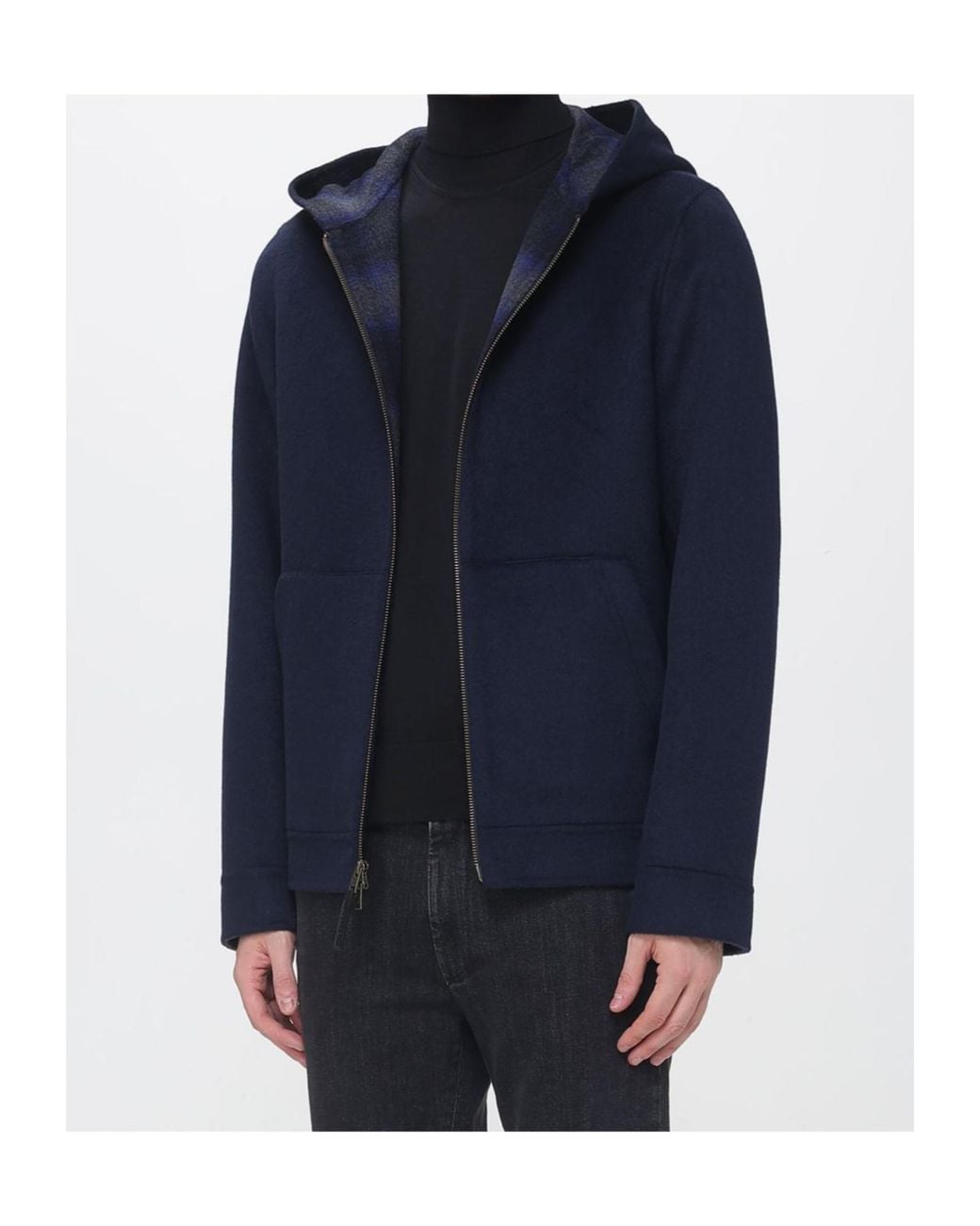 Woolrich Blue Zip-Up Hooded Jacket for men
