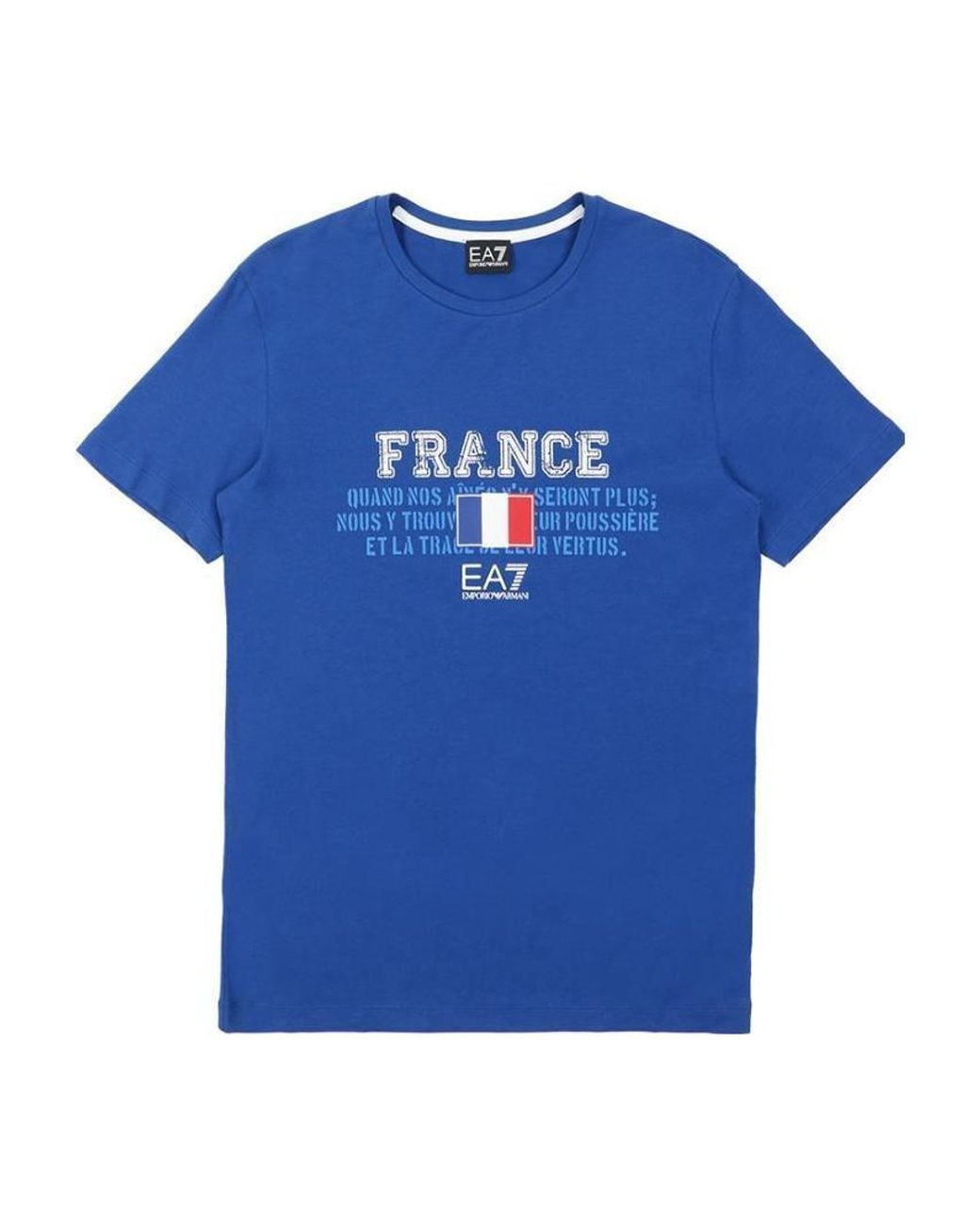 EA7 Blue Logo Round Neck T-Shirt for men