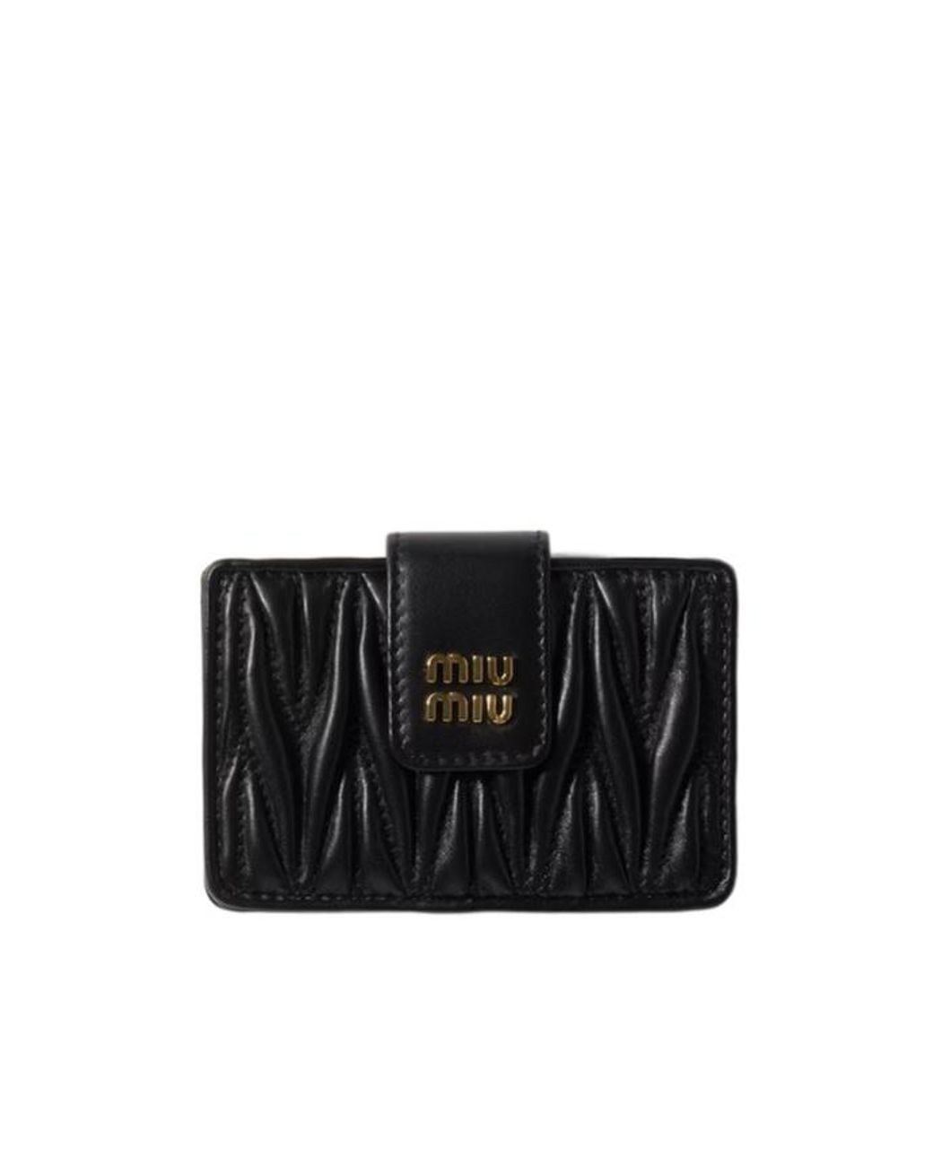 Miu Miu Black Matelassé Logo-Lettering Wallet