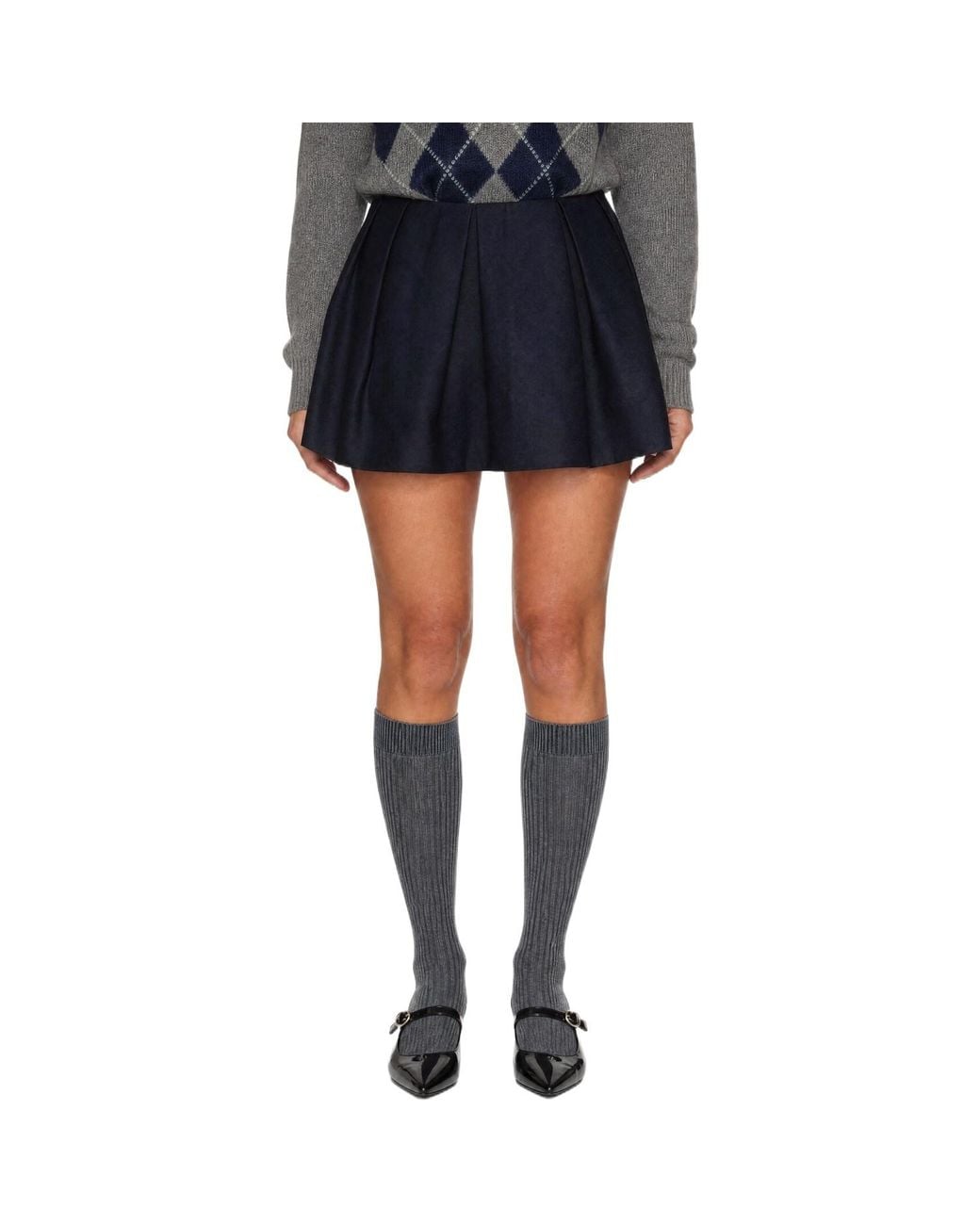 ShuShu/Tong Blue Pleated Mini Skirt