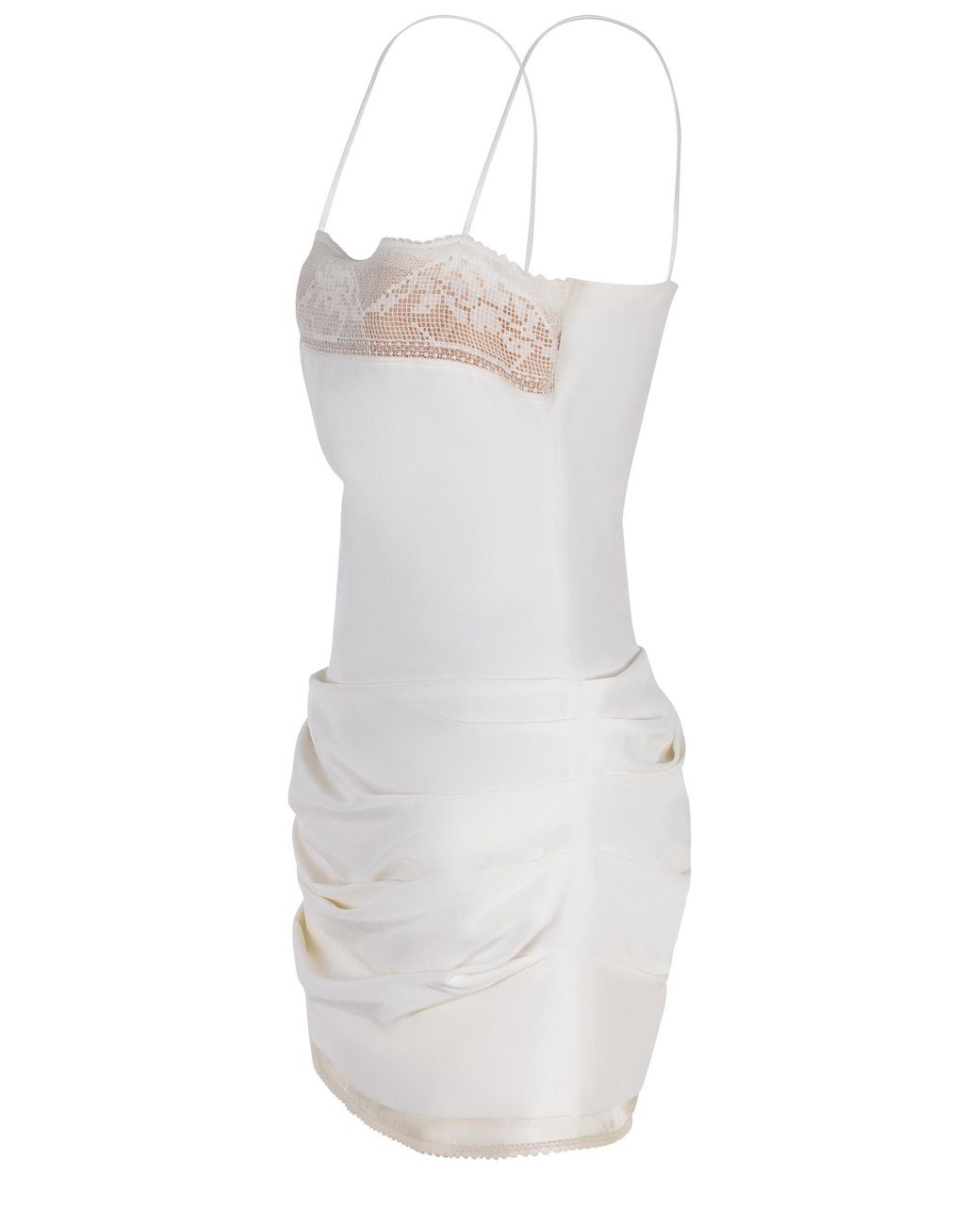 Magda Butrym White Draped Lace-Trim Mini Dress