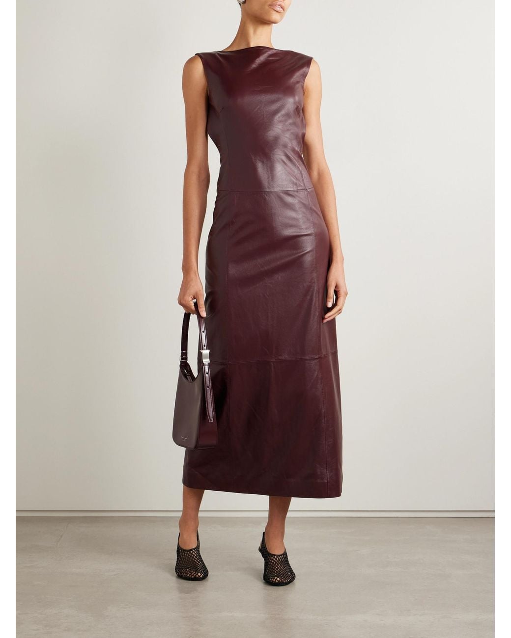 Proenza Schouler Purple Open-Back Leather Midi Dress