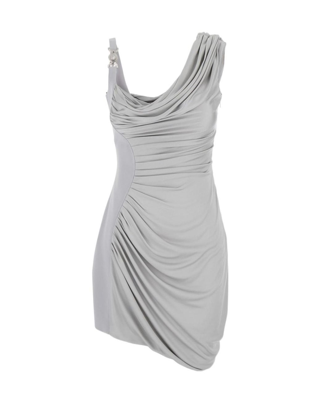 Versace Multicolor Ruched Sleeveless Dress