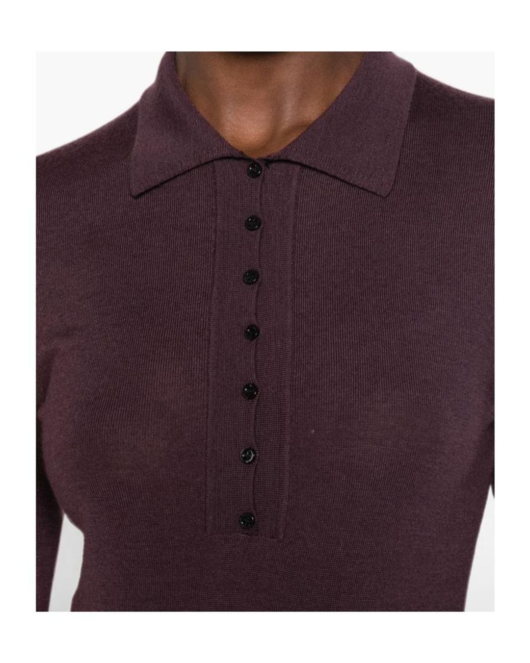 Pinko Purple Long-Sleeve Buttoned Bodysuit
