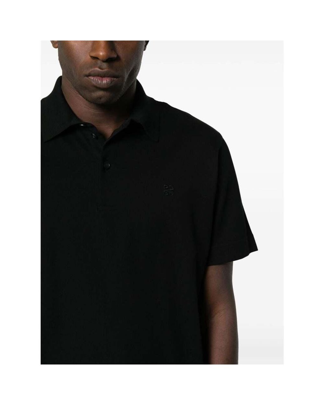 Givenchy Black 4G Embroidered Short-Sleeved Polo Shirt for men