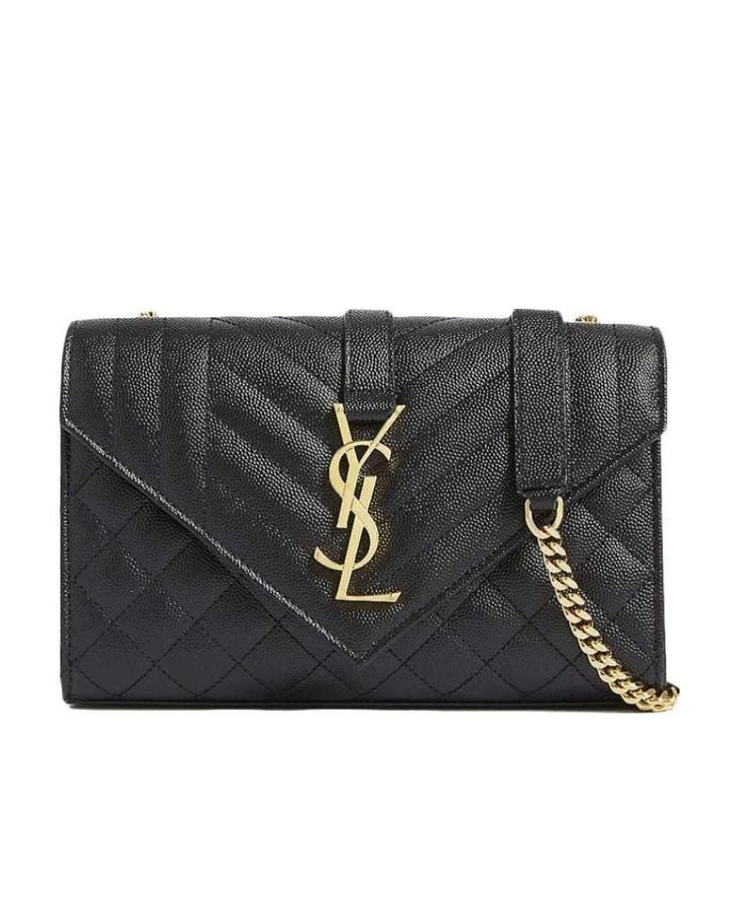 Saint Laurent Black Envelope Matelassé Small Crossbody Bag