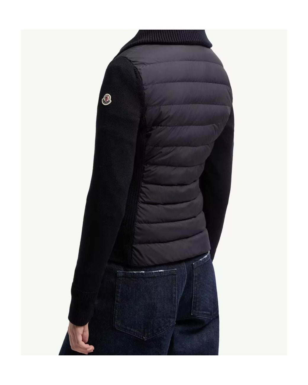 Moncler Blue Quilted Panel Zip Cardigan