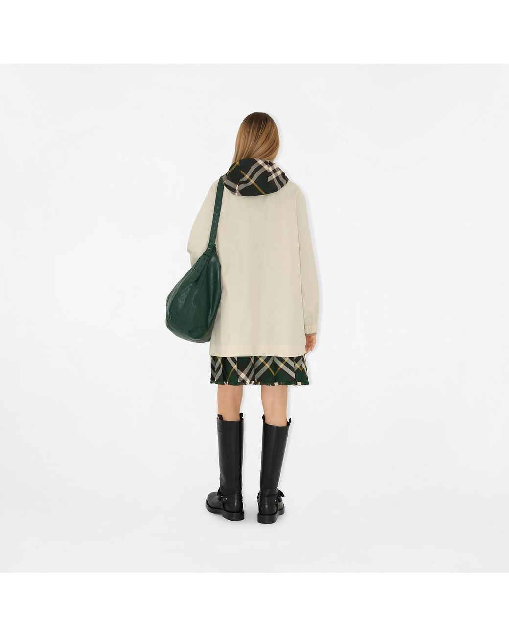 Burberry Natural Long-Sleeved Checkered Hooded Parka