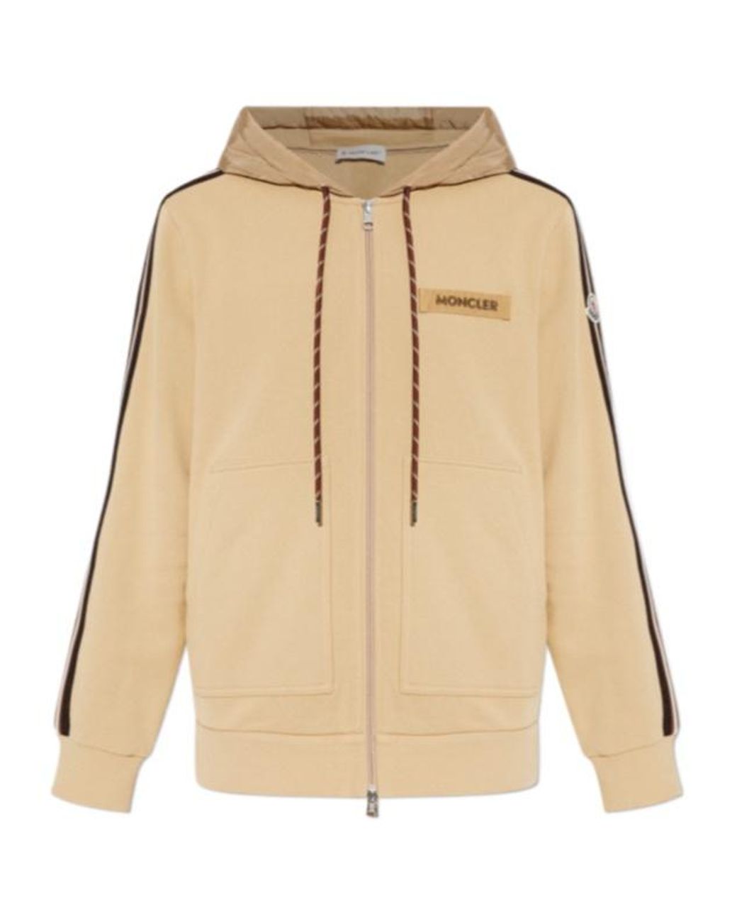 Moncler Natural Logo Patch Zip-Up Jacket for men