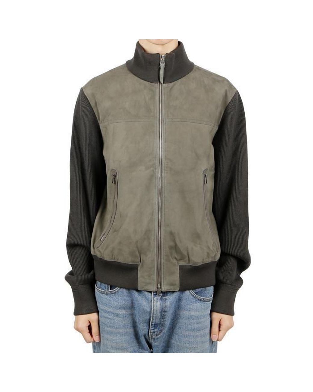 Tom Ford Green Suede-Panel Zipped Jacket for men