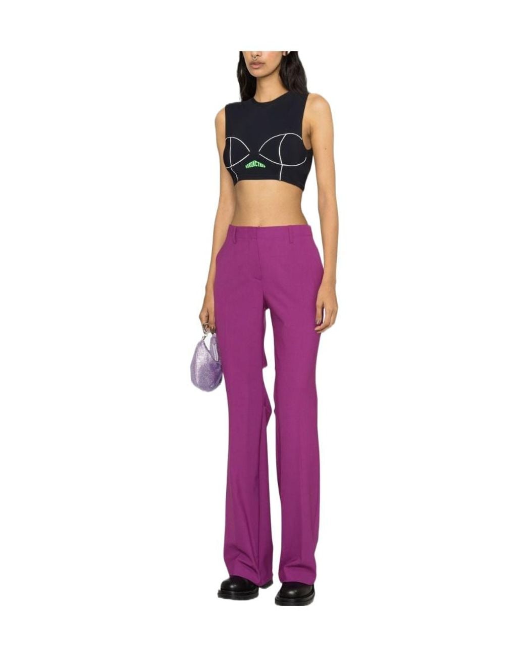 Off-White c/o Virgil Abloh Logo Patch Flared Trousers in Purple | Lyst
