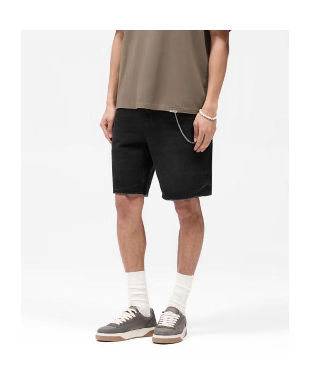 Represent Black Distressed Denim Shorts for men