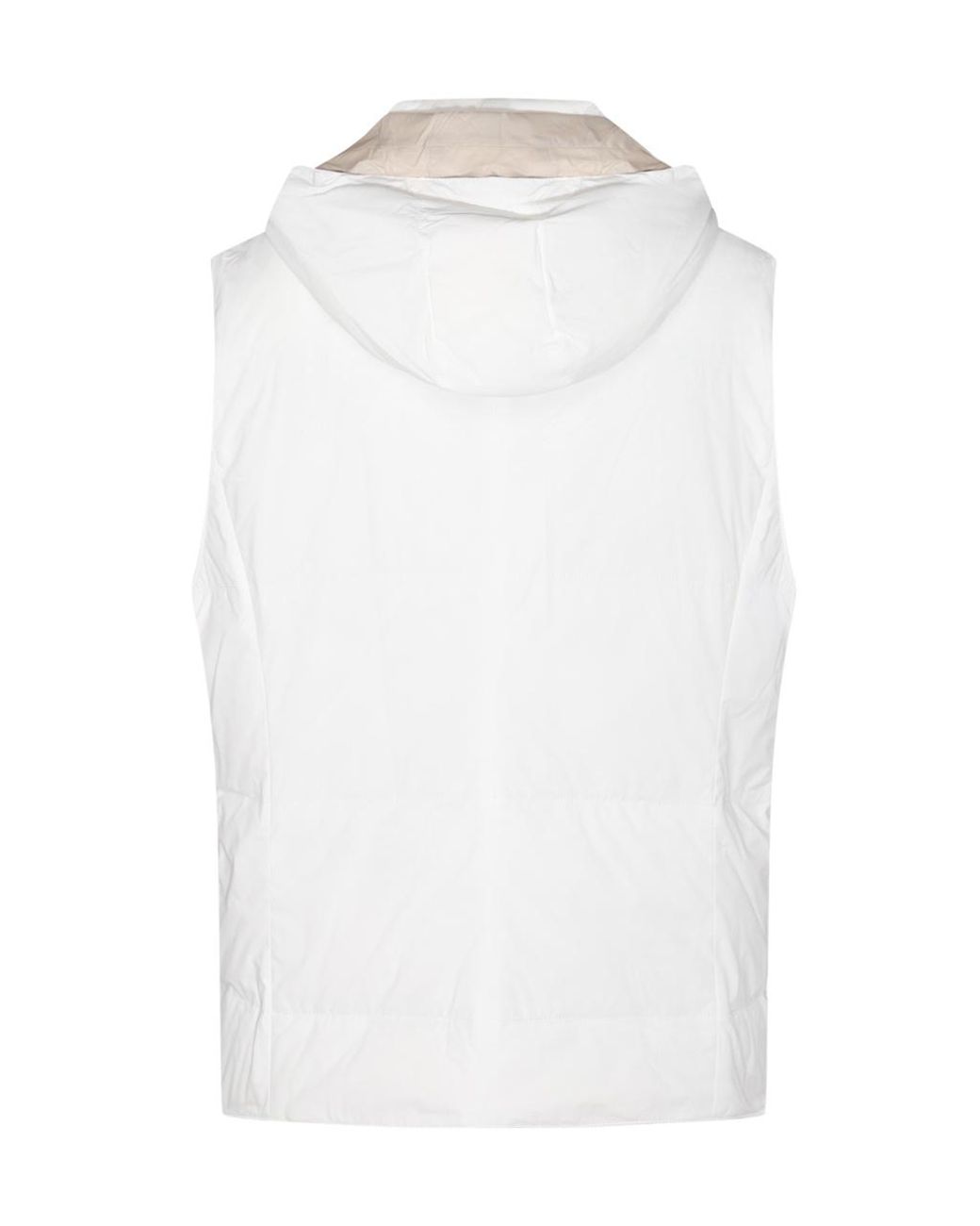 Brunello Cucinelli White Hooded Down Gilet for men