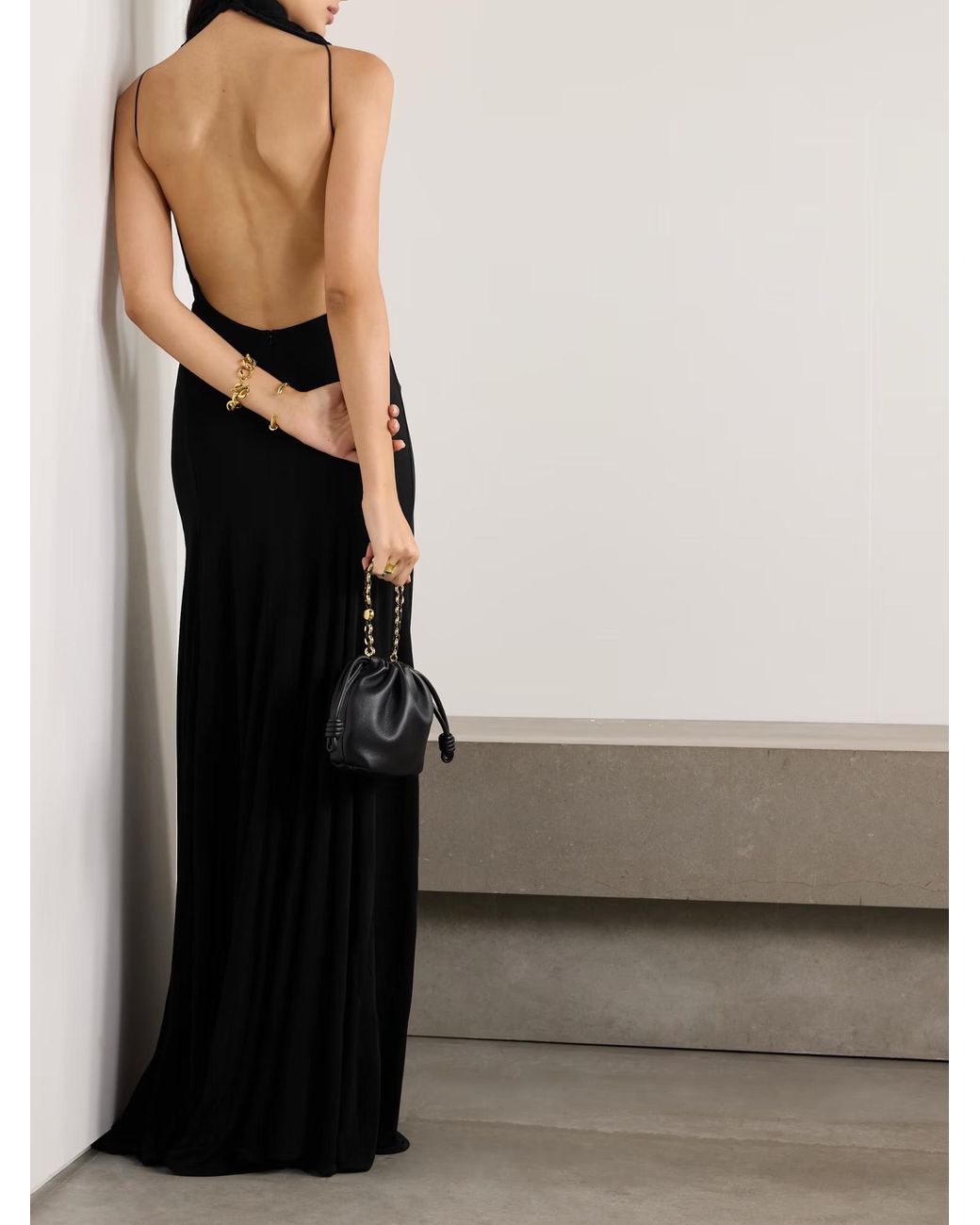 Christopher Esber Black Maico Open-Back Jersey Maxi Dress