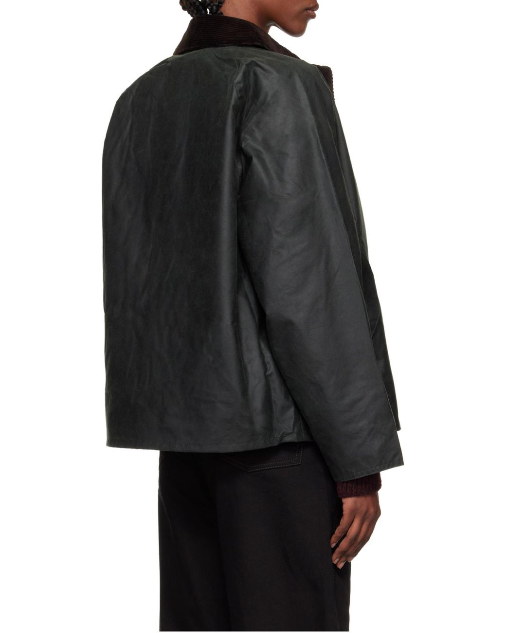 Barbour Black Corduroy Collar Buttoned Jacket for men