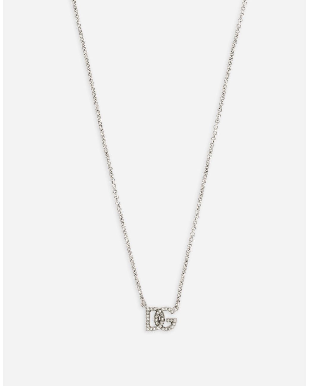 Dolce & Gabbana White Logo Embellished Necklace for men
