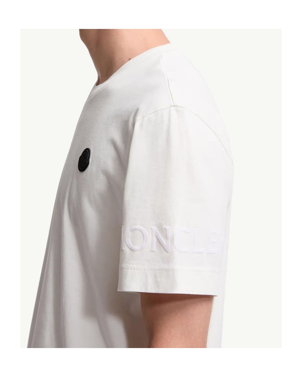 Moncler White Logo Patch Crewneck T-Shirt for men