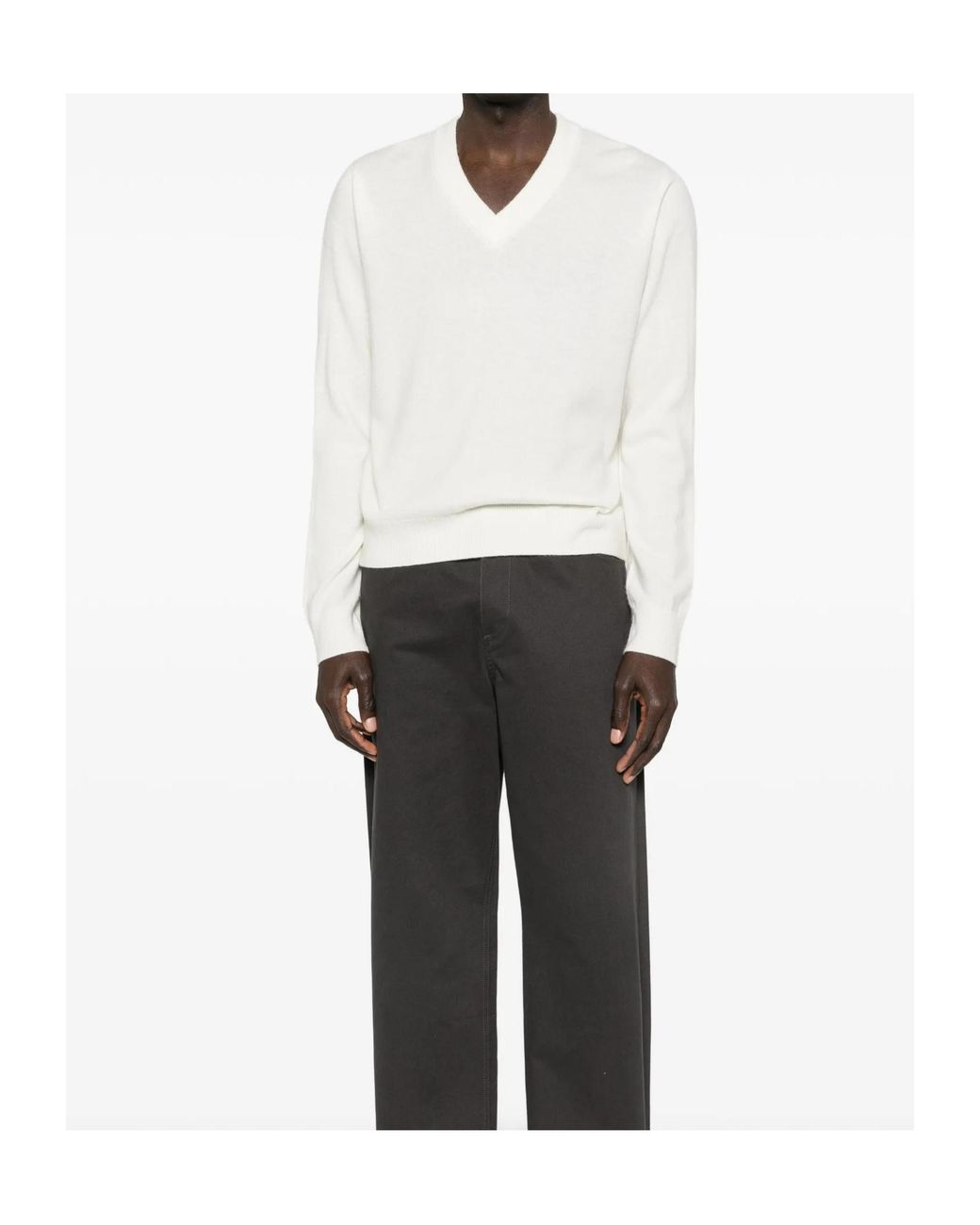 Entire studios White V-Neck Sweater for men