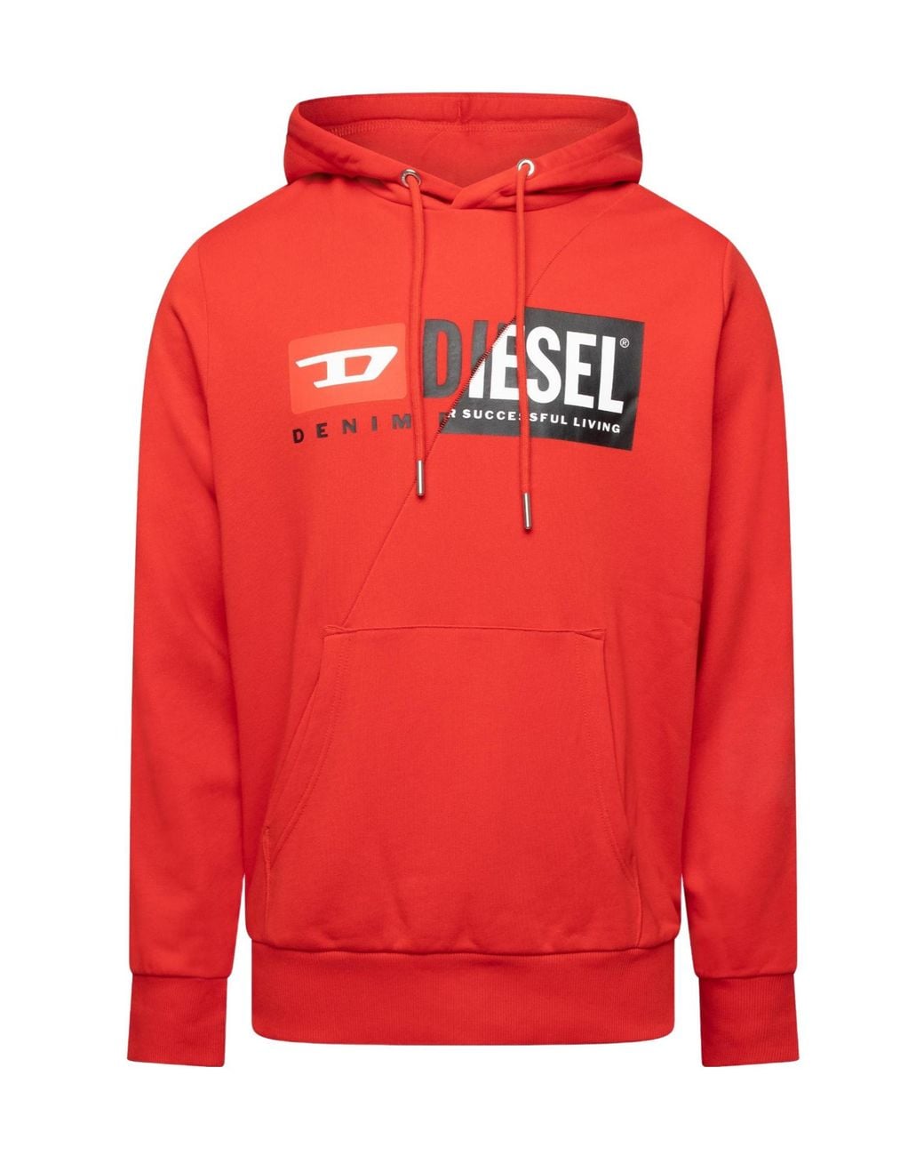 DIESEL Red Over The Head Hoodie for men