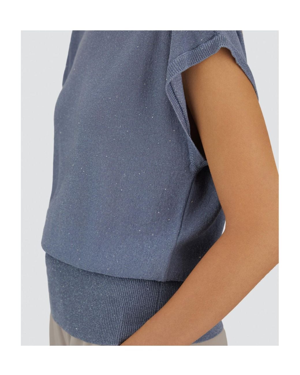 Herno Blue Sequin Embellished Short-Sleeved Jumper
