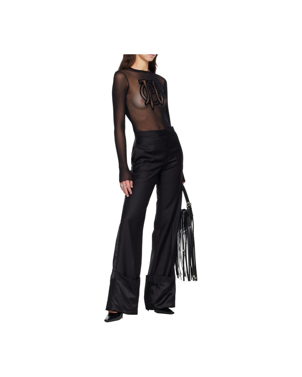 Jean Paul Gaultier Black Wool-Twll Wide-Leg Pants