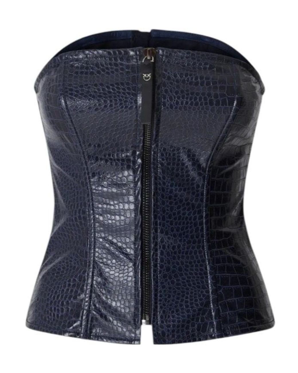 Pinko Blue Zip-Front Tube Top