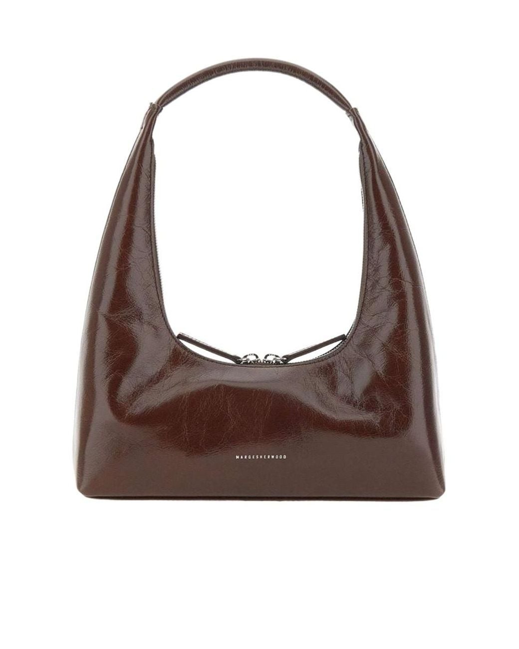 MARGE SHERWOOD Brown Crinkled Hobo Shoulder Bag