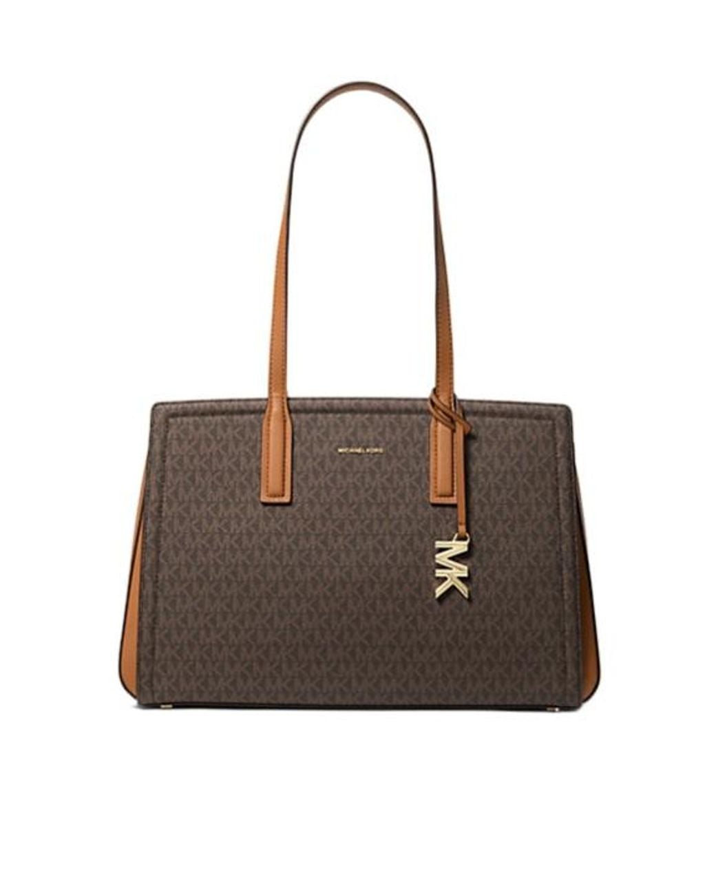MICHAEL Michael Kors Brown Michael Kors Laila Medium Signature Logo Tote Bag
