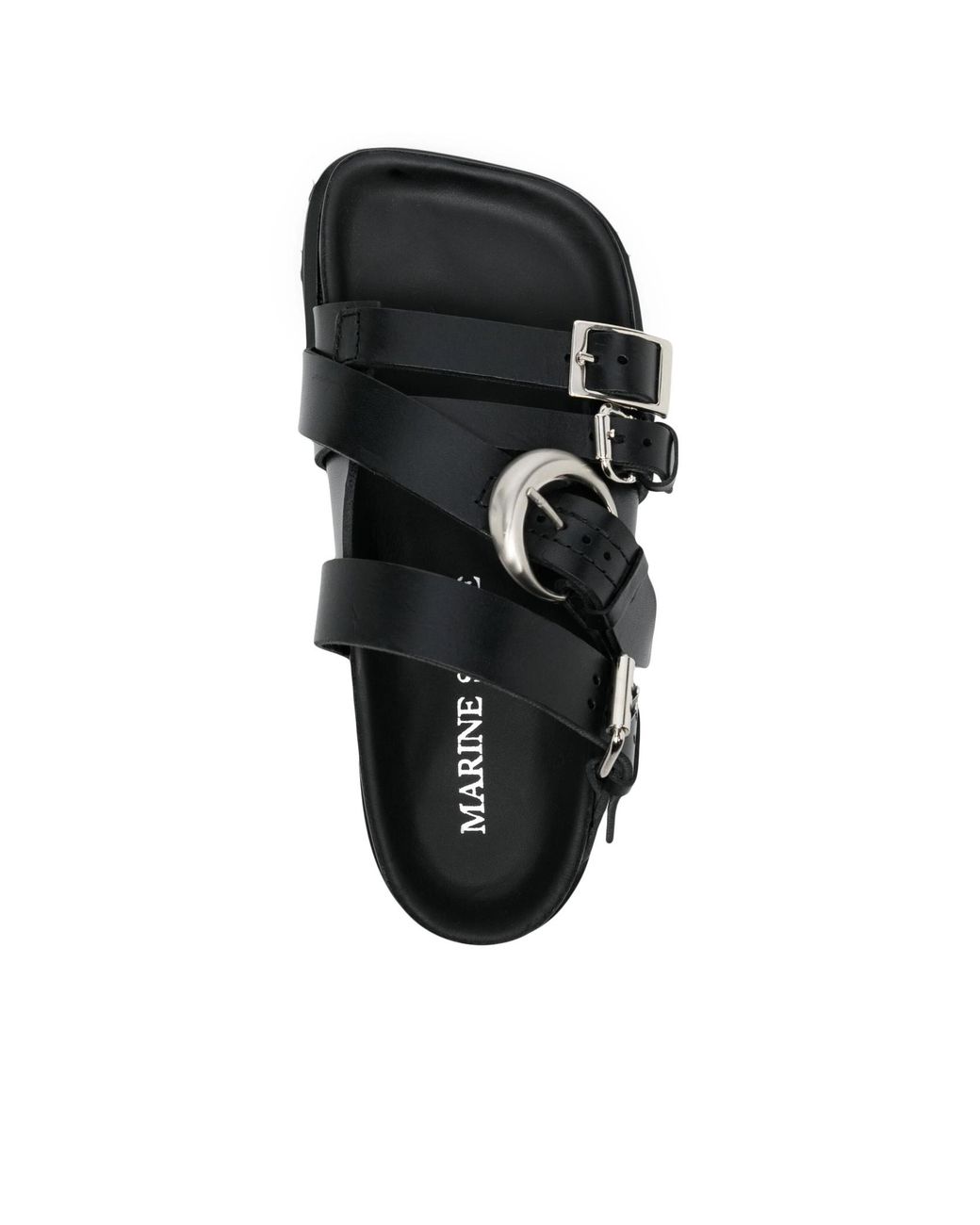 MARINE SERRE Black Buckle Flat Sandals