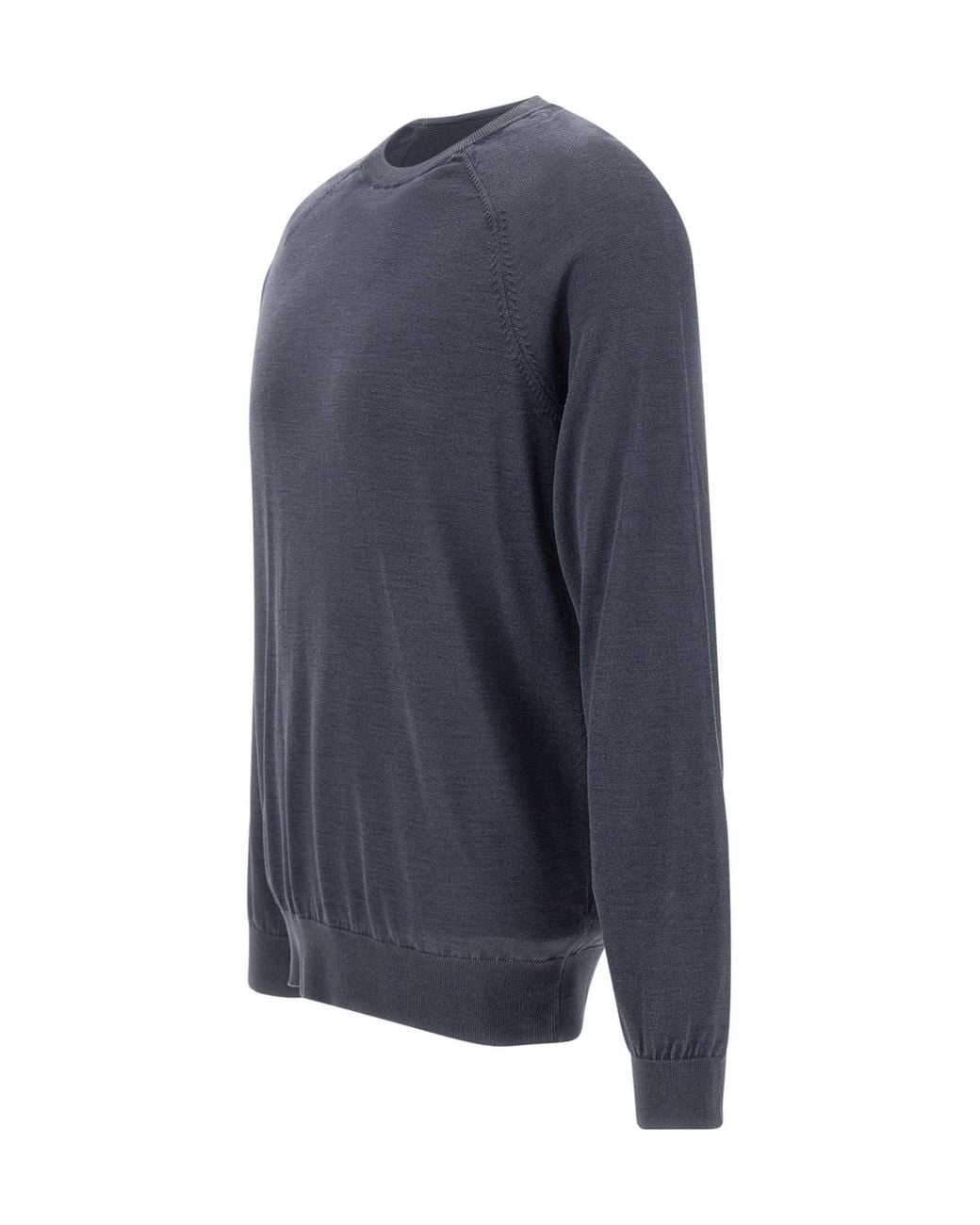 Kangra Cashmere Blue Kangra Crew Neck Knitted Sweater for men