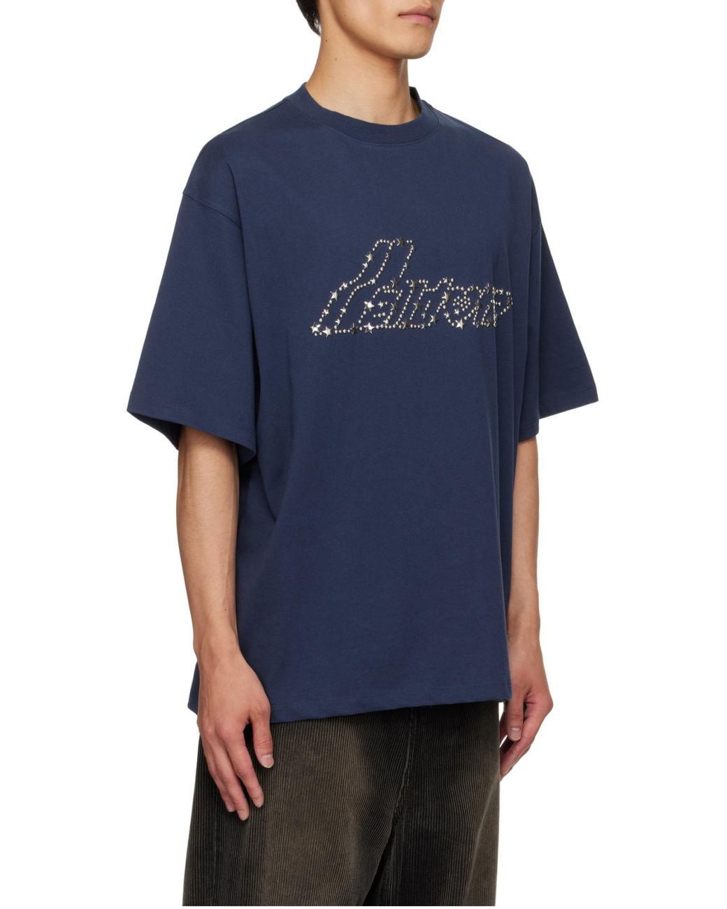we11done Blue Crew Neck T-Shirt for men