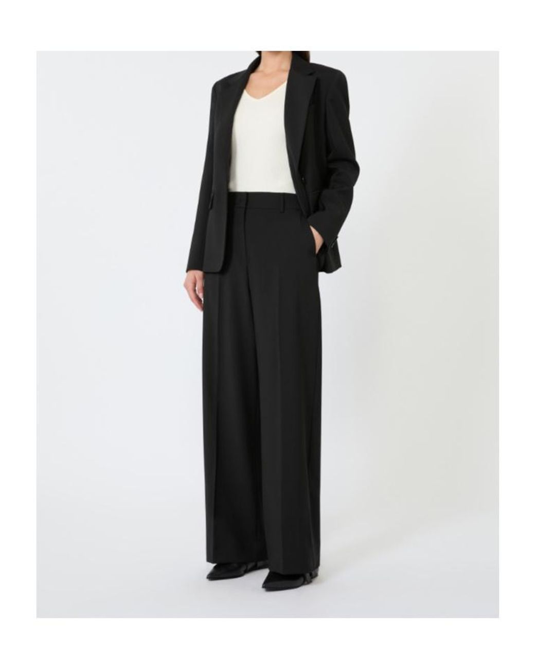 Weekend by Maxmara Black Visivo Pressed-Crease Wide-Leg Trousers