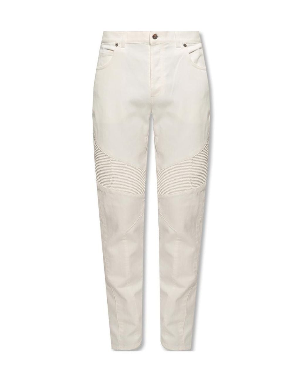 Balmain White Slim Cut Cotton Jeans for men