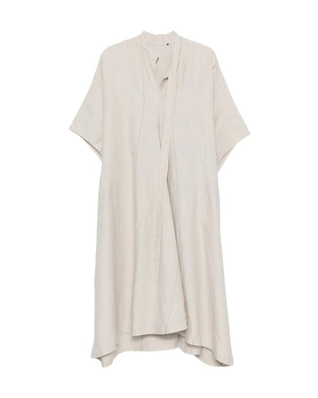 Ziggy Chen White Panelled Short-Sleeve Midi Dress