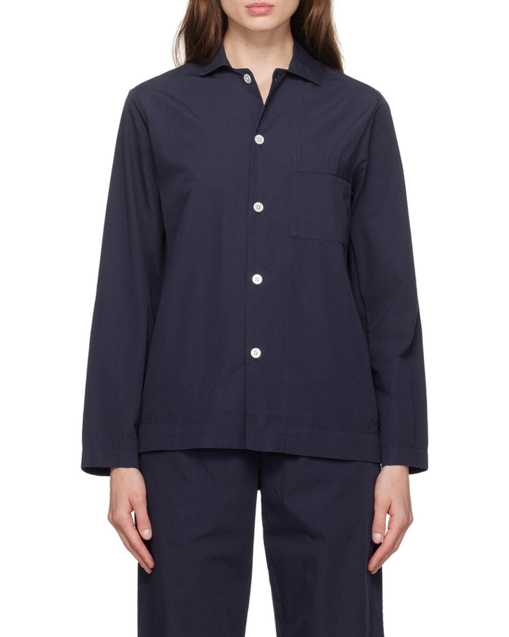 Tekla Blue Long Sleeved Pyjama Shirt for men