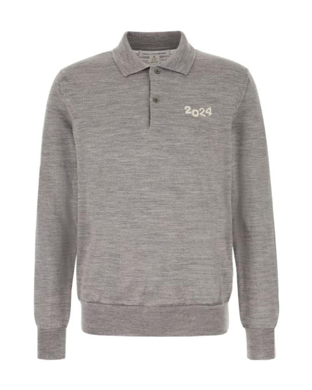 Comme des Garçons Gray Wool Polo Shirt